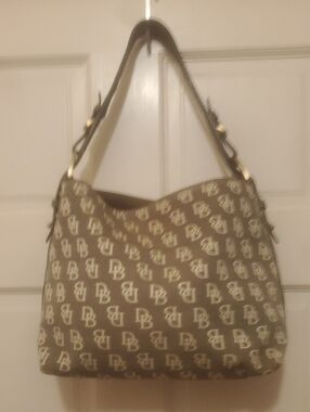Dooney And Bourke Brown Monogram Shoulder Bag.snap Clouser.